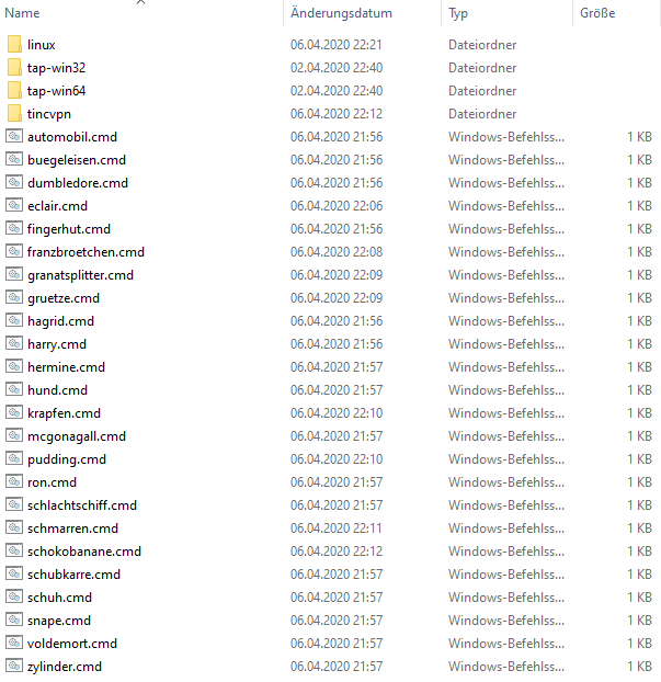 Es kann aus 24 Zugängen(Schlüsseln) ausgewählt werden tinc1